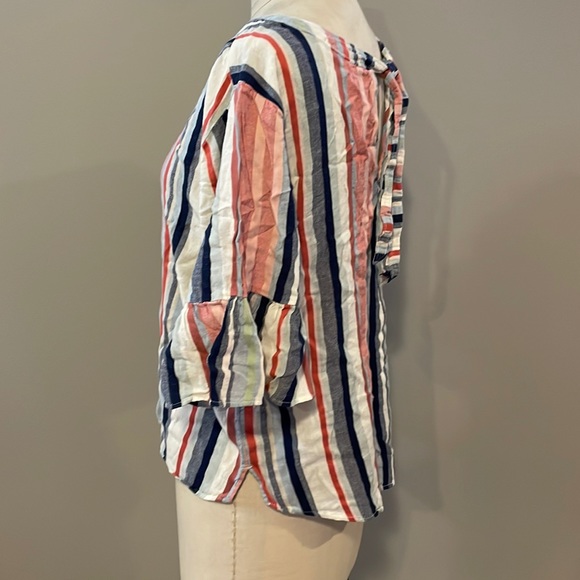 Susina ruffle sleeve multi color stripe blouse - Picture 4 of 8